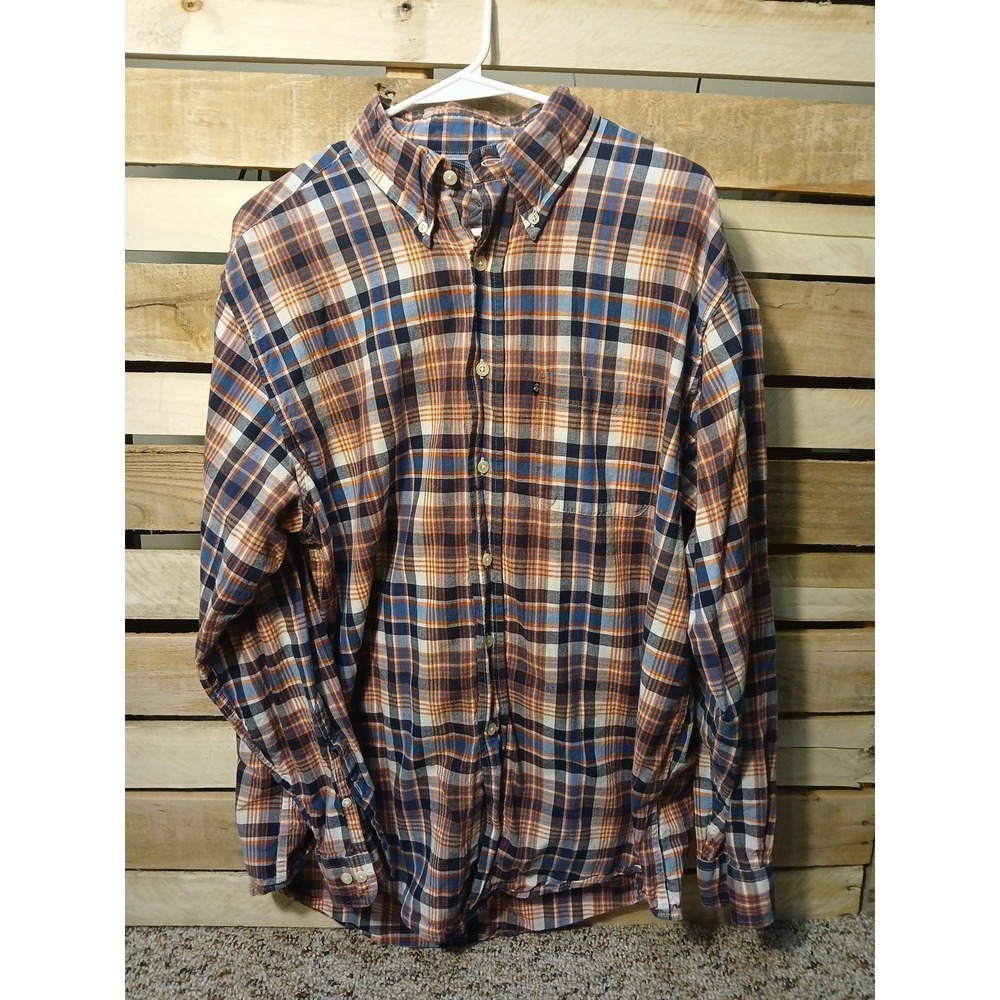 Mens Brooks Brothers‎ 346 Long Sleeve Button Up Shirt Sz L Plaid 100% Cotton